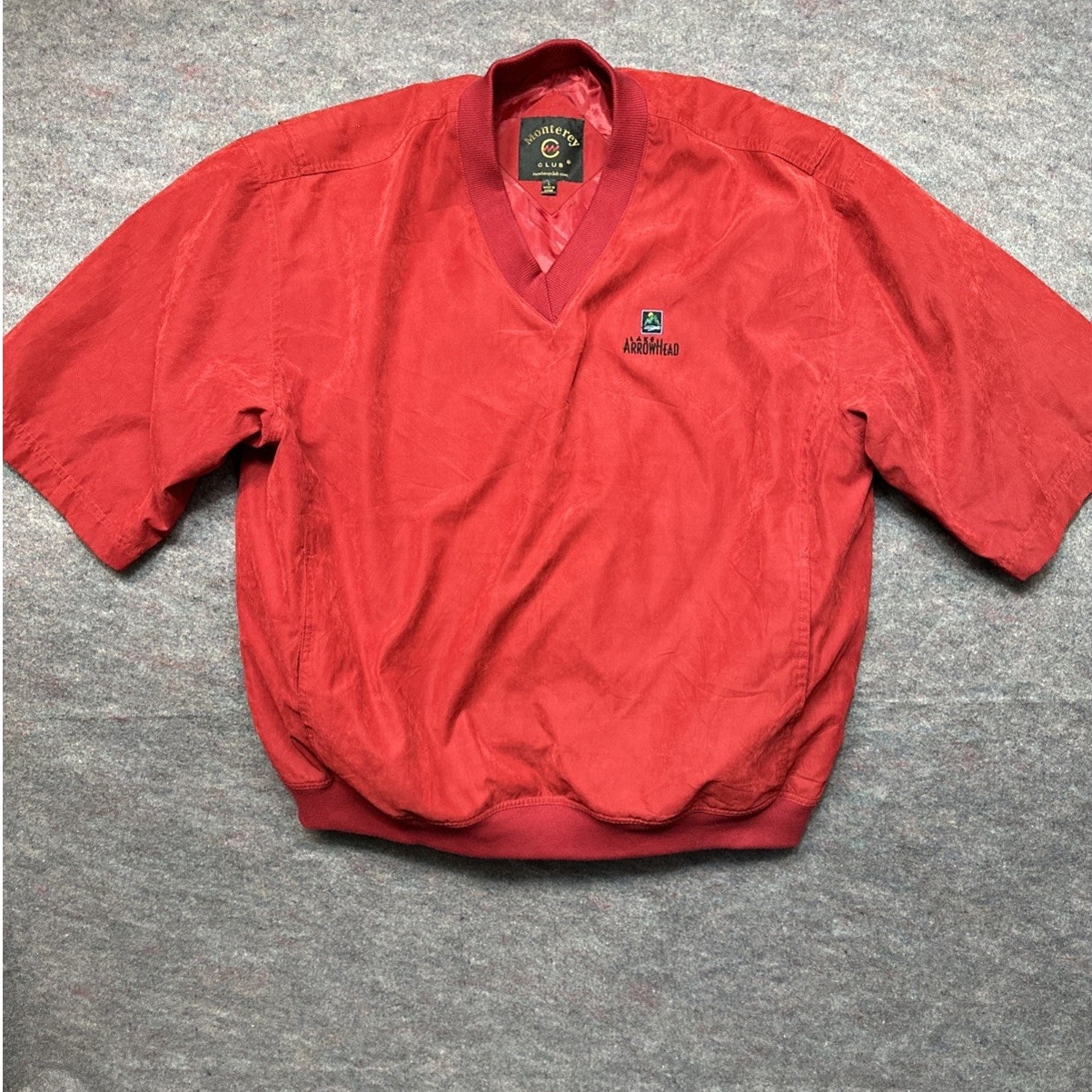 Vintage Monterey Club Lake Arrowhead Wind Shirt Men Size L Jacket V Neck Velour